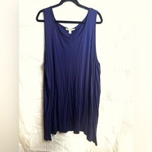 Sejour Women’s Plus Size Long Sleeveless Top with Sharkbite Hem 3X